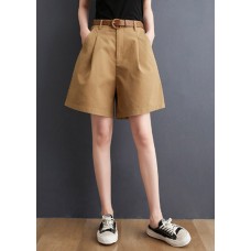 Khaki High Waist Hot Pants Sashes Summer