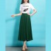 Style elastic waist chiffon clothes Sewing green Dress summer