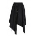 Women black cotton clothes elastic waist asymmetric Dress