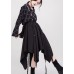 Women black cotton clothes elastic waist asymmetric Dress
