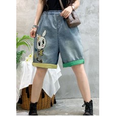 Modern Blue Embroideried denim Summer shorts