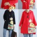 black warm cotton hooded cardigan prints oversize long sleeve trench coats